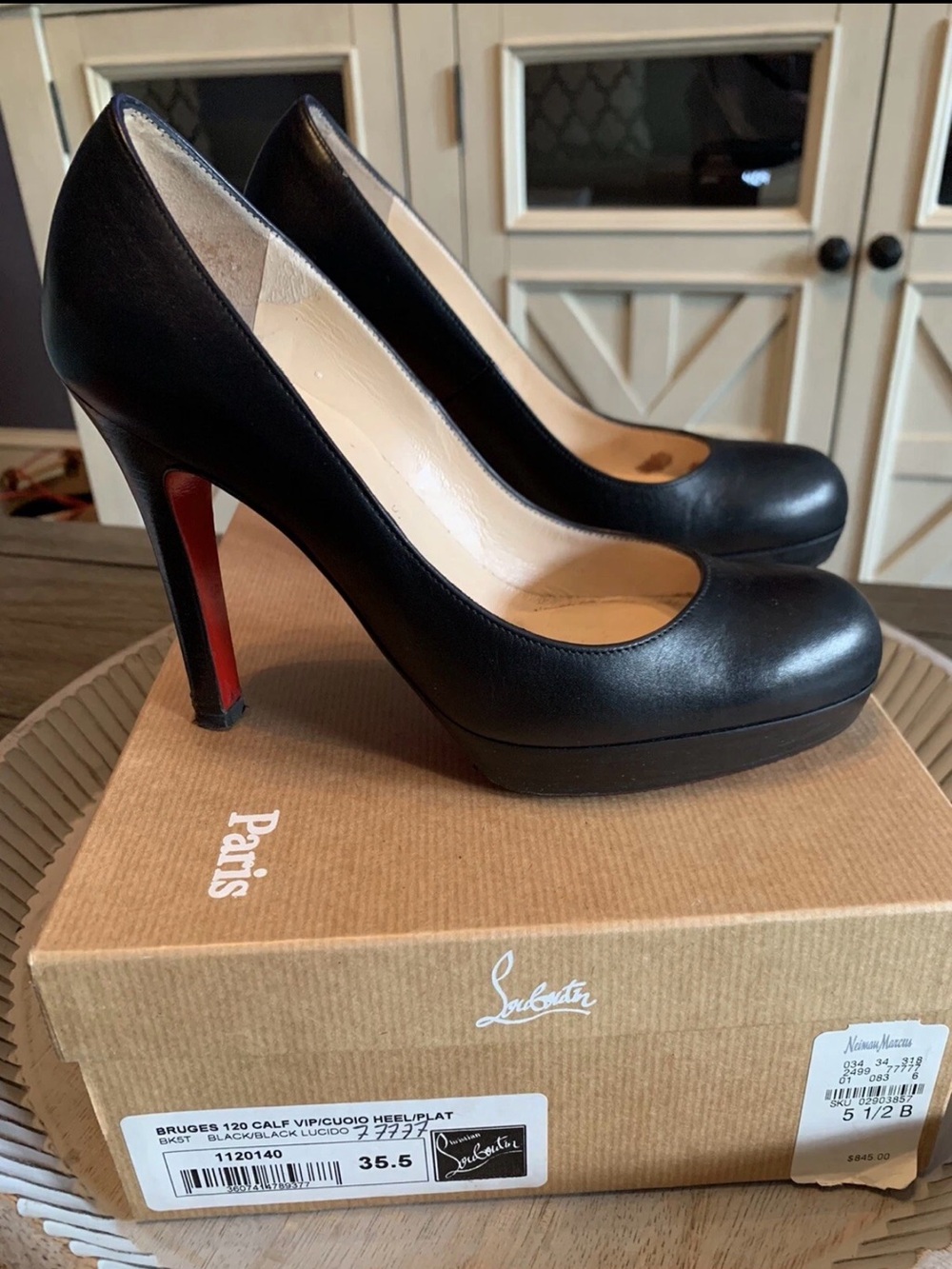Christian Louboutin Black Leather Platform Pumps